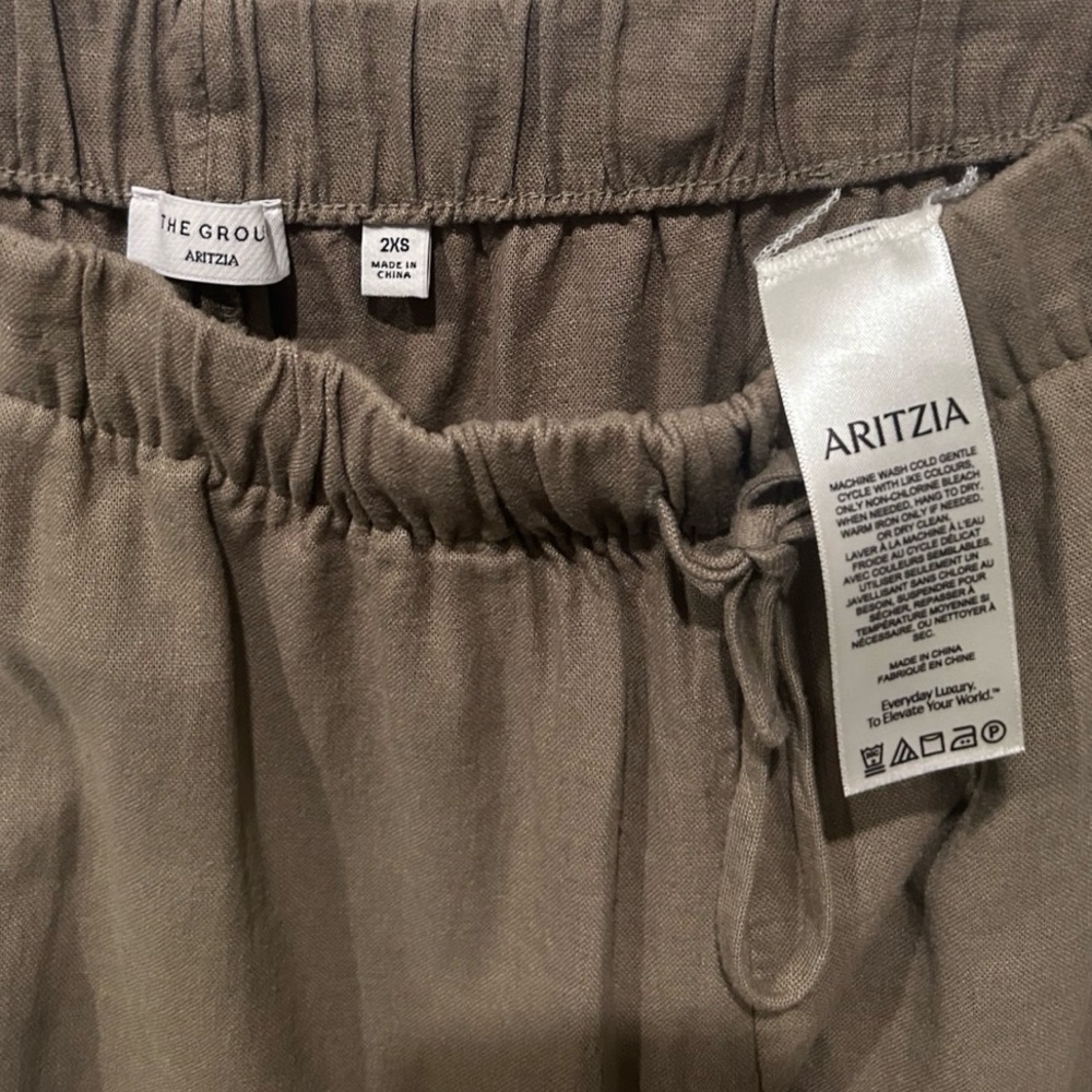 NWOT Aritzia The Group Sontag Linen Blend Pants Size 2XS Green - Picture 5 of 10